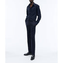 Pantalon En Flanelle De Laine Armurée - Marine