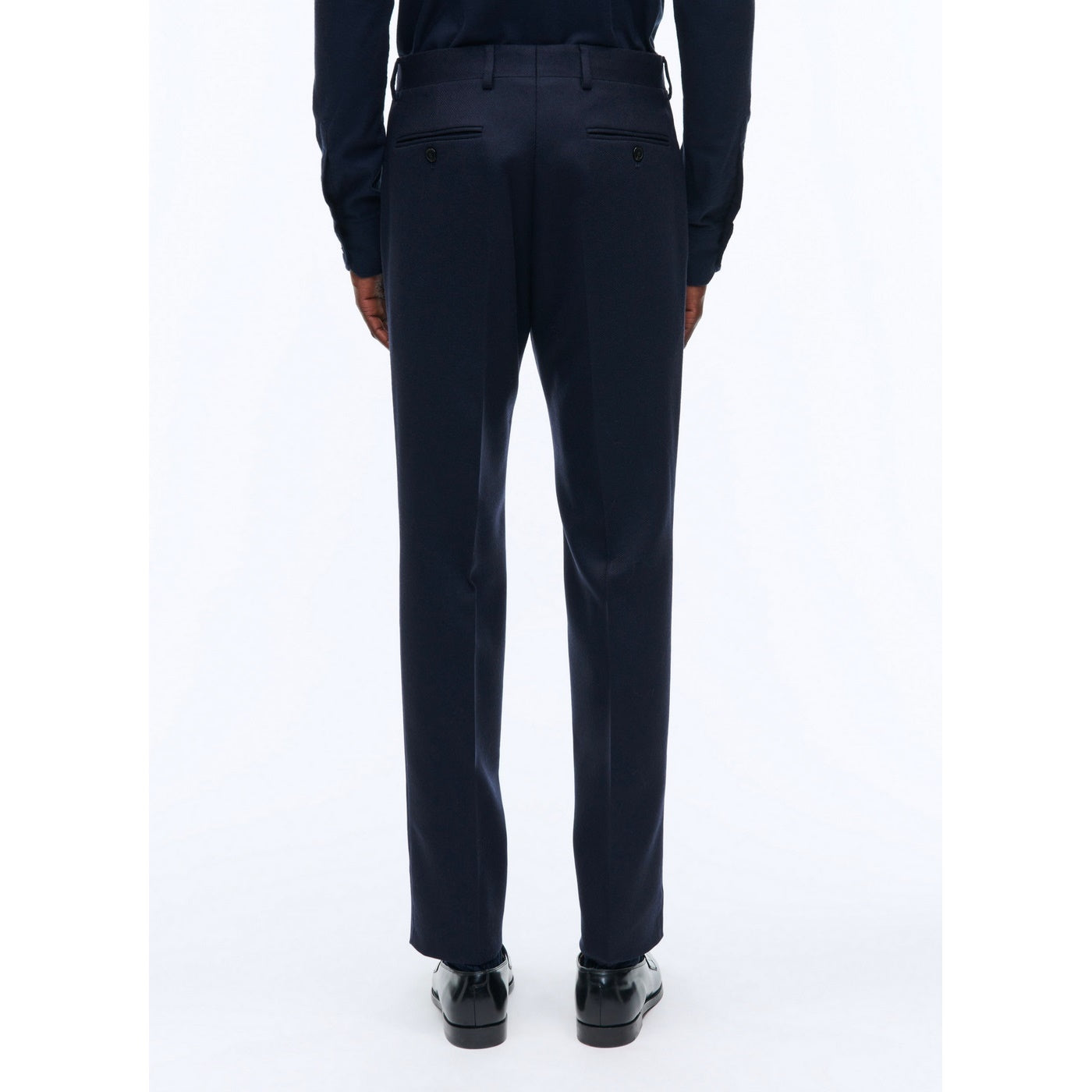 Pantalones de franela de lana tejida - Azul marino