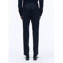 Pantalon En Flanelle De Laine Armurée - Marine