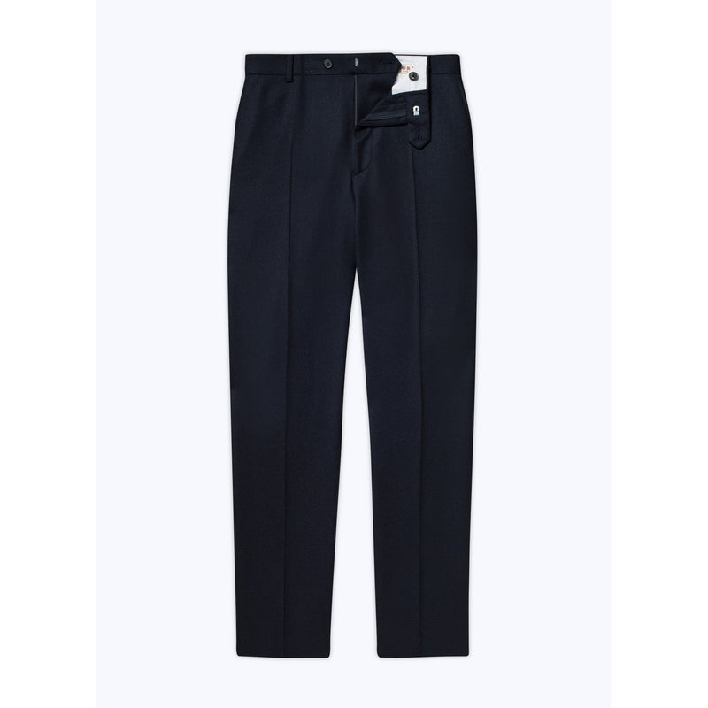 Pantalon En Flanelle De Laine Armurée - Marine