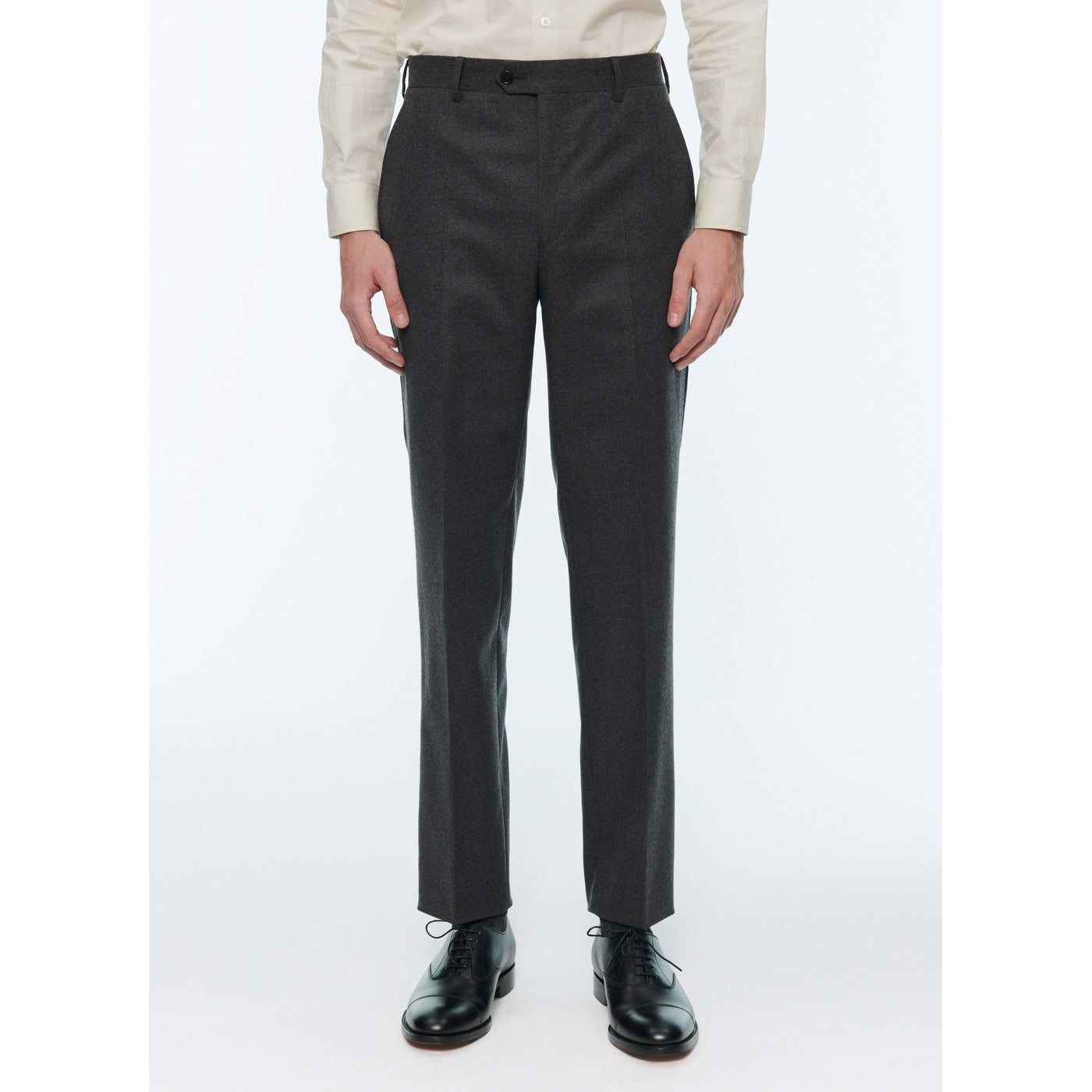 Pantalón de traje de franela elástica liso gris oscuro - Acero