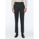 Dark Gray Plain Stretch Flannel Suit Trousers - Steel