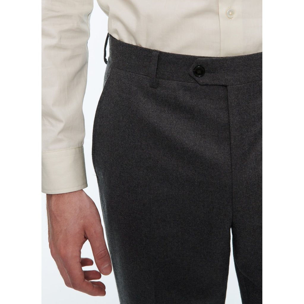 Pantalón de traje de franela elástica liso gris oscuro - Acero