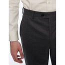 Dark Gray Plain Stretch Flannel Suit Trousers - Steel