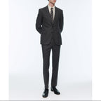 Pantalón de traje de franela elástica liso gris oscuro - Acero