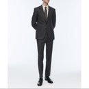 Dark Gray Plain Stretch Flannel Suit Trousers - Steel