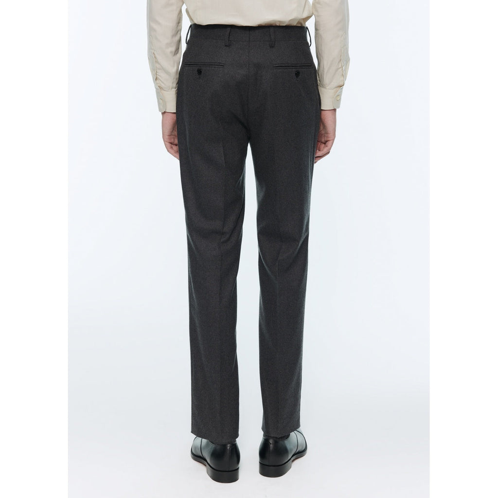 Pantalón de traje de franela elástica liso gris oscuro - Acero