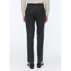 Pantalón de traje de franela elástica liso gris oscuro - Acero