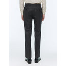 Dark Gray Plain Stretch Flannel Suit Trousers - Steel