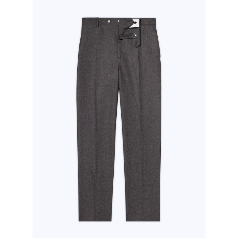 Dark Gray Plain Stretch Flannel Suit Trousers - Steel