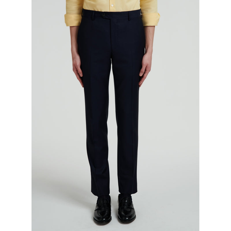 Fursac - Navy Blue Wool Natté Pants - Navy Blue