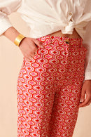 Loose-fitting, flowing wide-leg pants with madder floral pattern Paris Woman elegant spring-summer