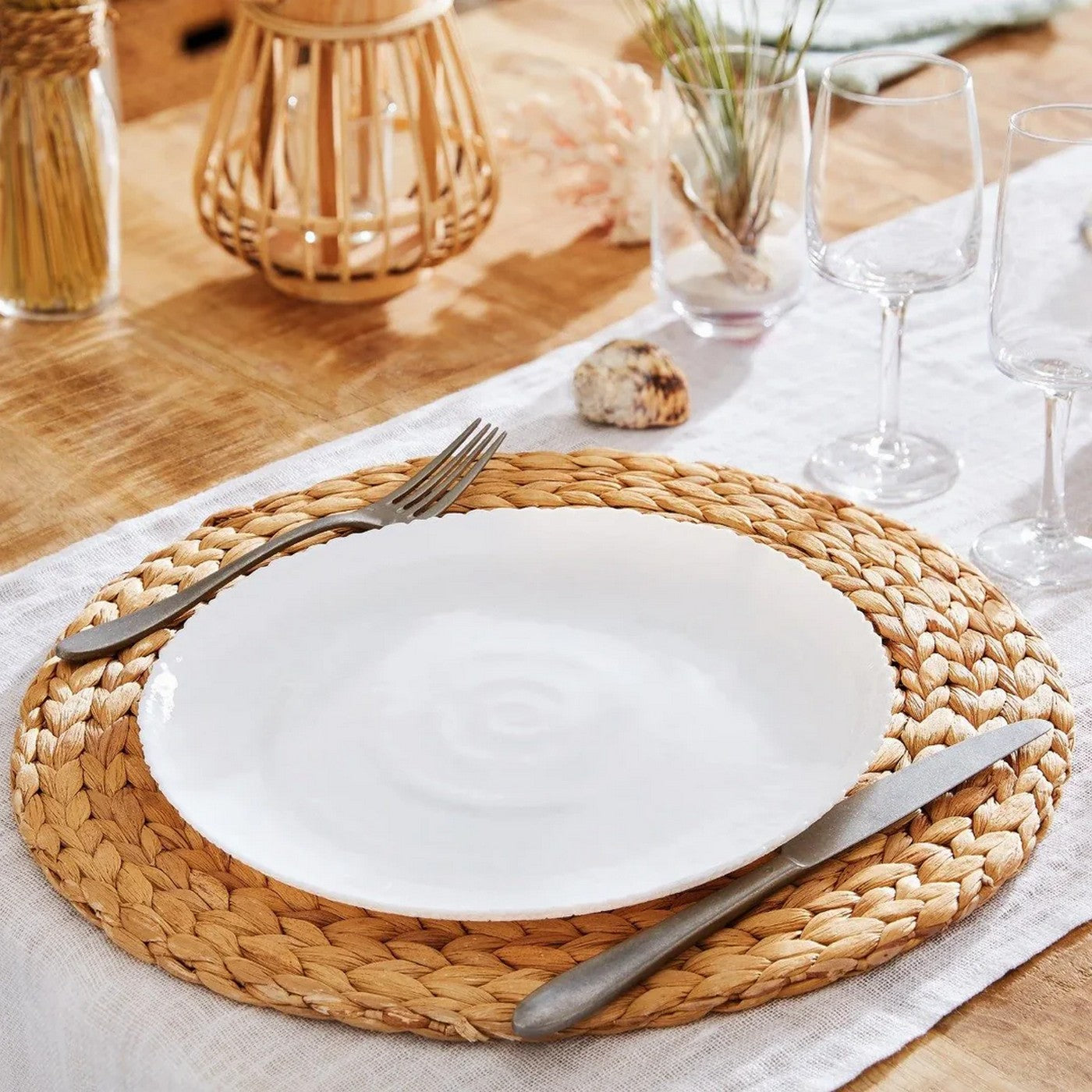 Ammonite - 6 Dinner Plates - Extra-Resistant Opal Glass - White - 26cm - Luminarc