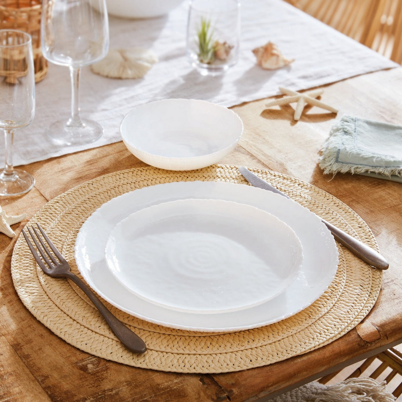 Ammonite - 6 Dessert Plates - Extra-Resistant Opal Glass - White - 19cm - Luminarc
