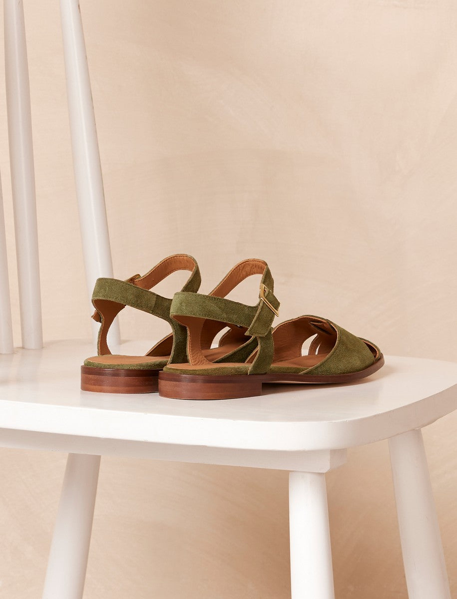 Amandine Flat Sandals - Olive - Women
