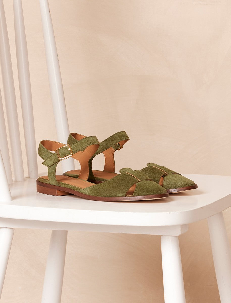 Amandine Flat Sandals - Olive - Women