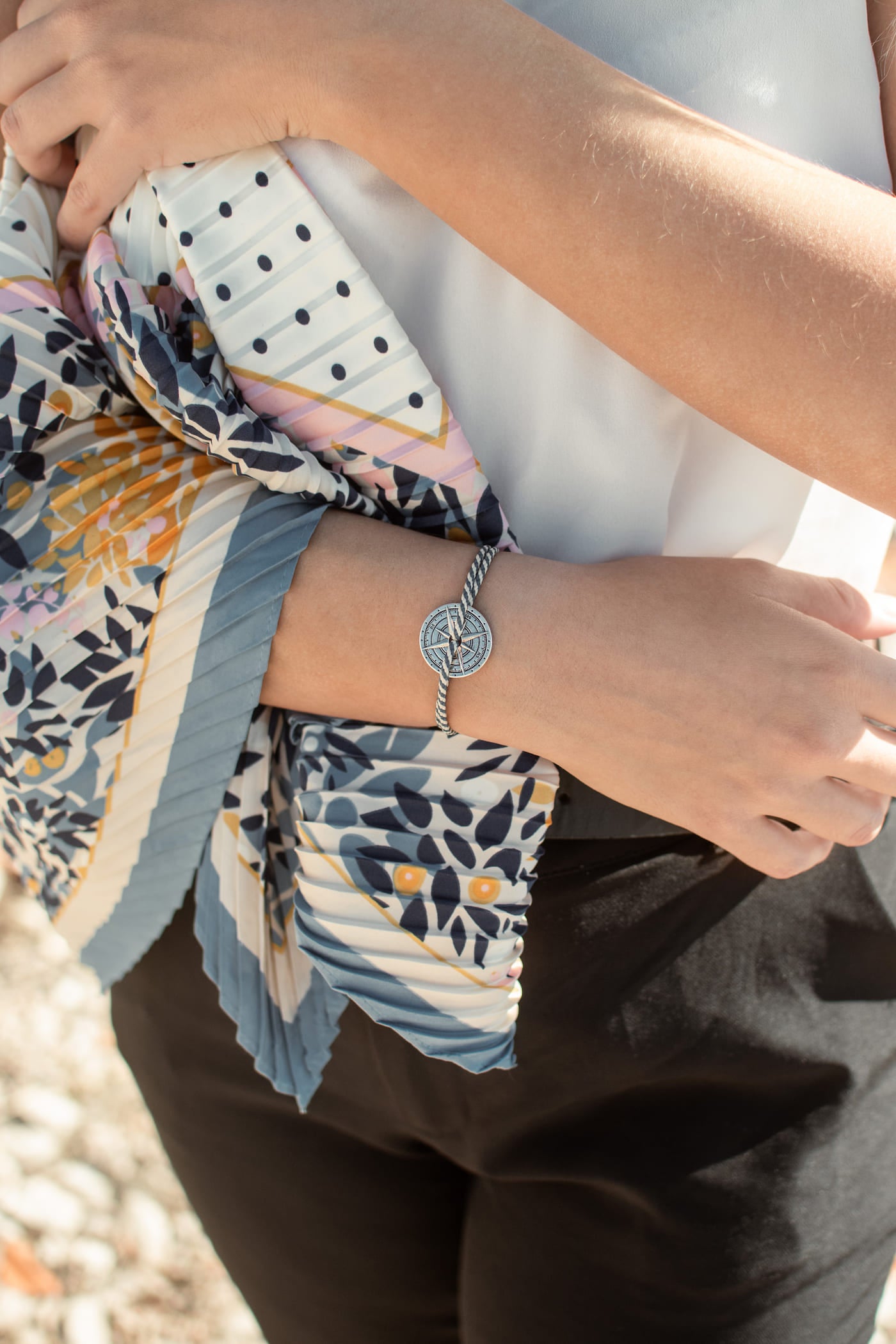 Stratus Bracelet - Navy Blue and White Striped