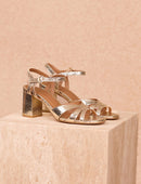 Sandalias Tacón Elea - Platino - Mujer