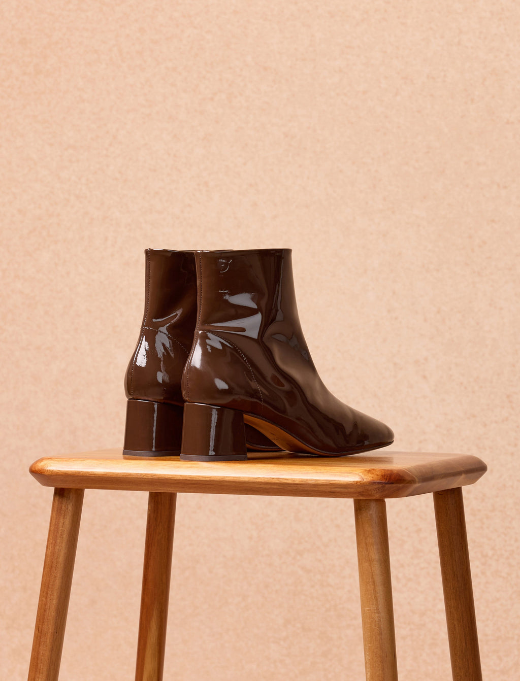 Bottines À Talons Camille - Chocolat Verni - Femme