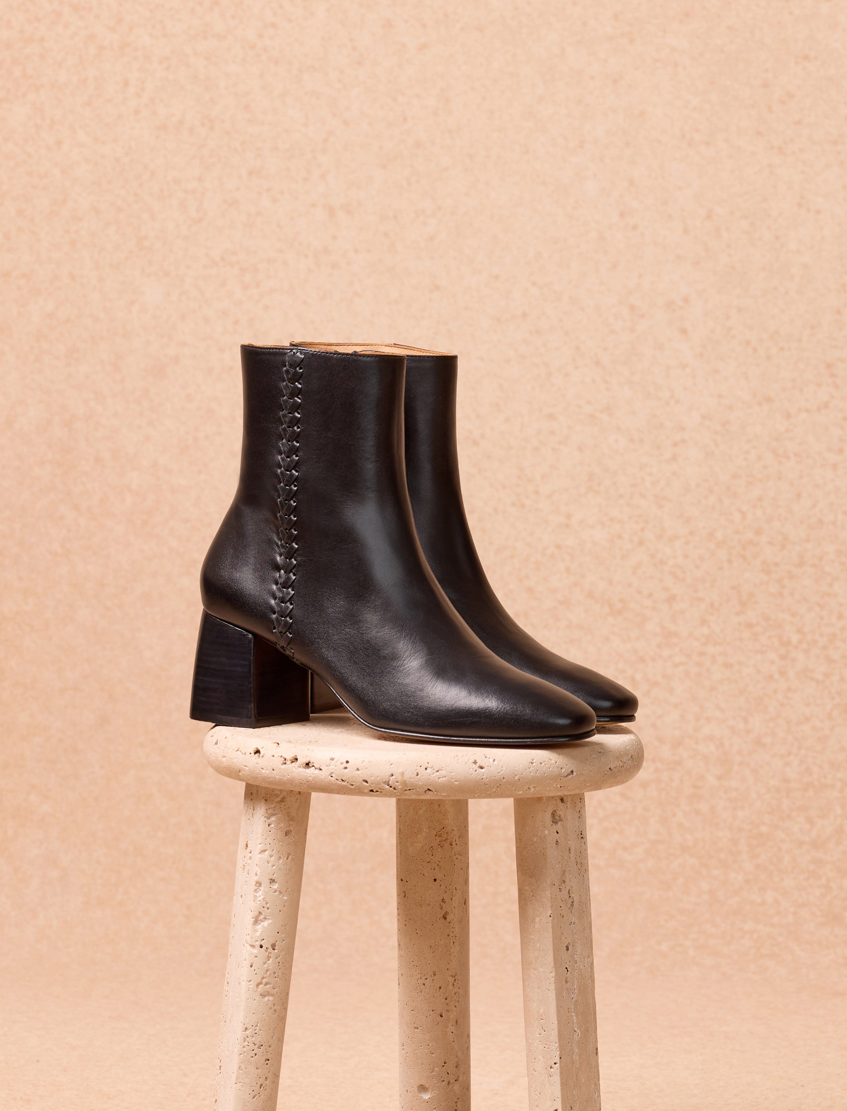 Sarah Heeled Ankle Boots - Black - Women