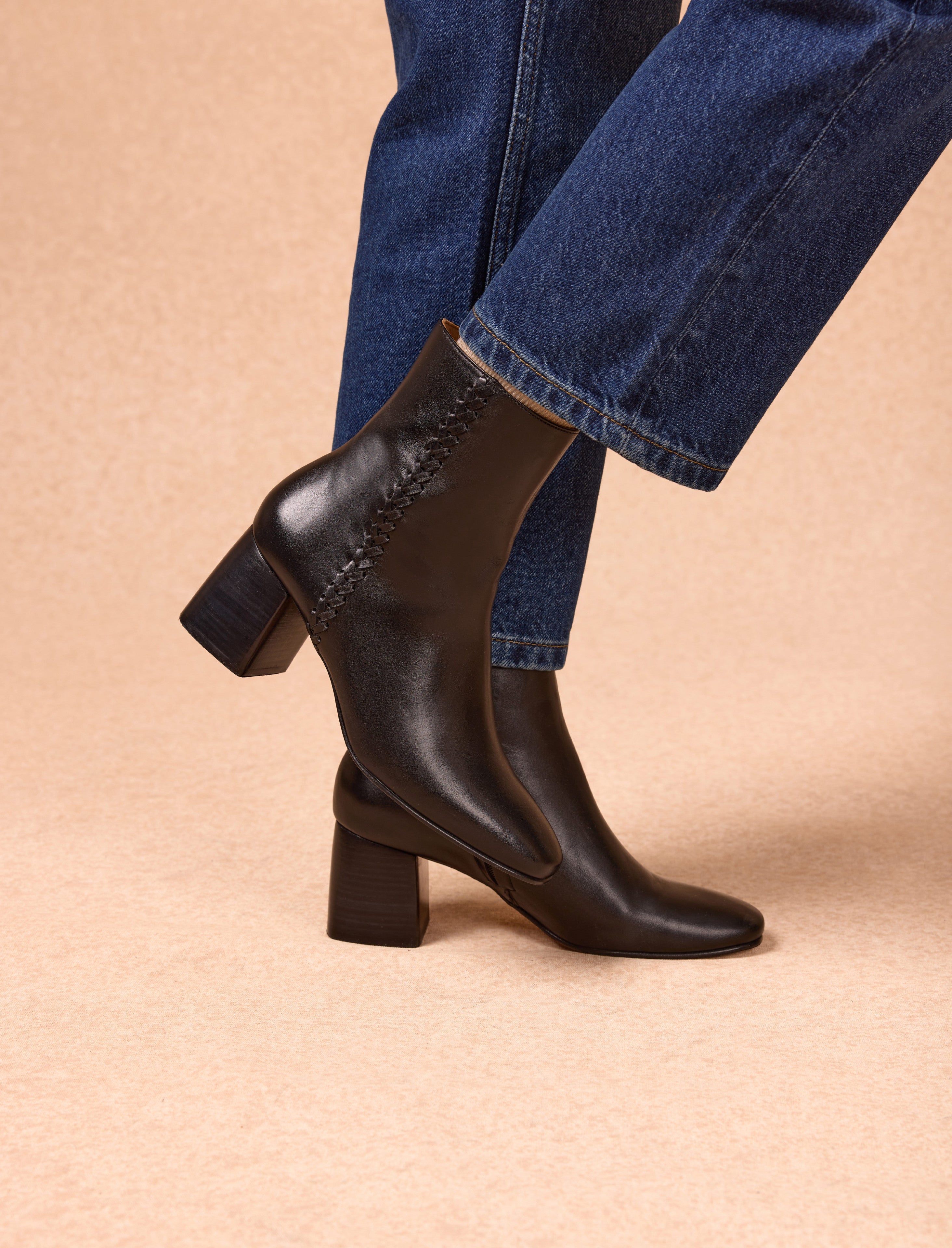 Sarah Heeled Ankle Boots - Black - Women
