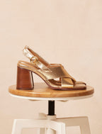Sandalias De Tacón June - Dorado - Mujer
