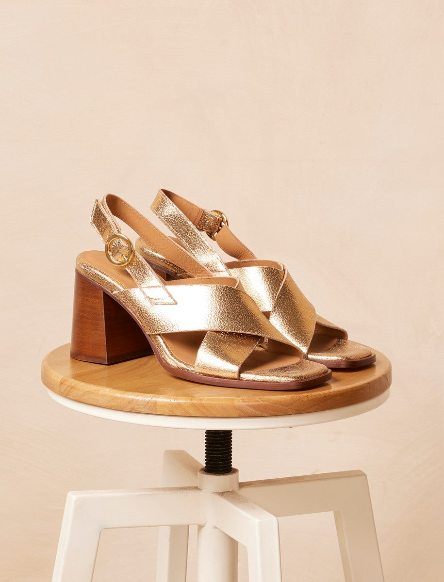 Sandalias De Tacón June - Dorado - Mujer