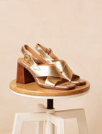 Sandalias De Tacón June - Dorado - Mujer