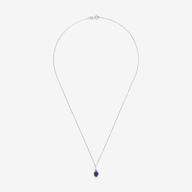 Pendentif "Courtoisie" Diamant 0,0,09/24 Saphir 0,6 - Or Blanc 375/1000