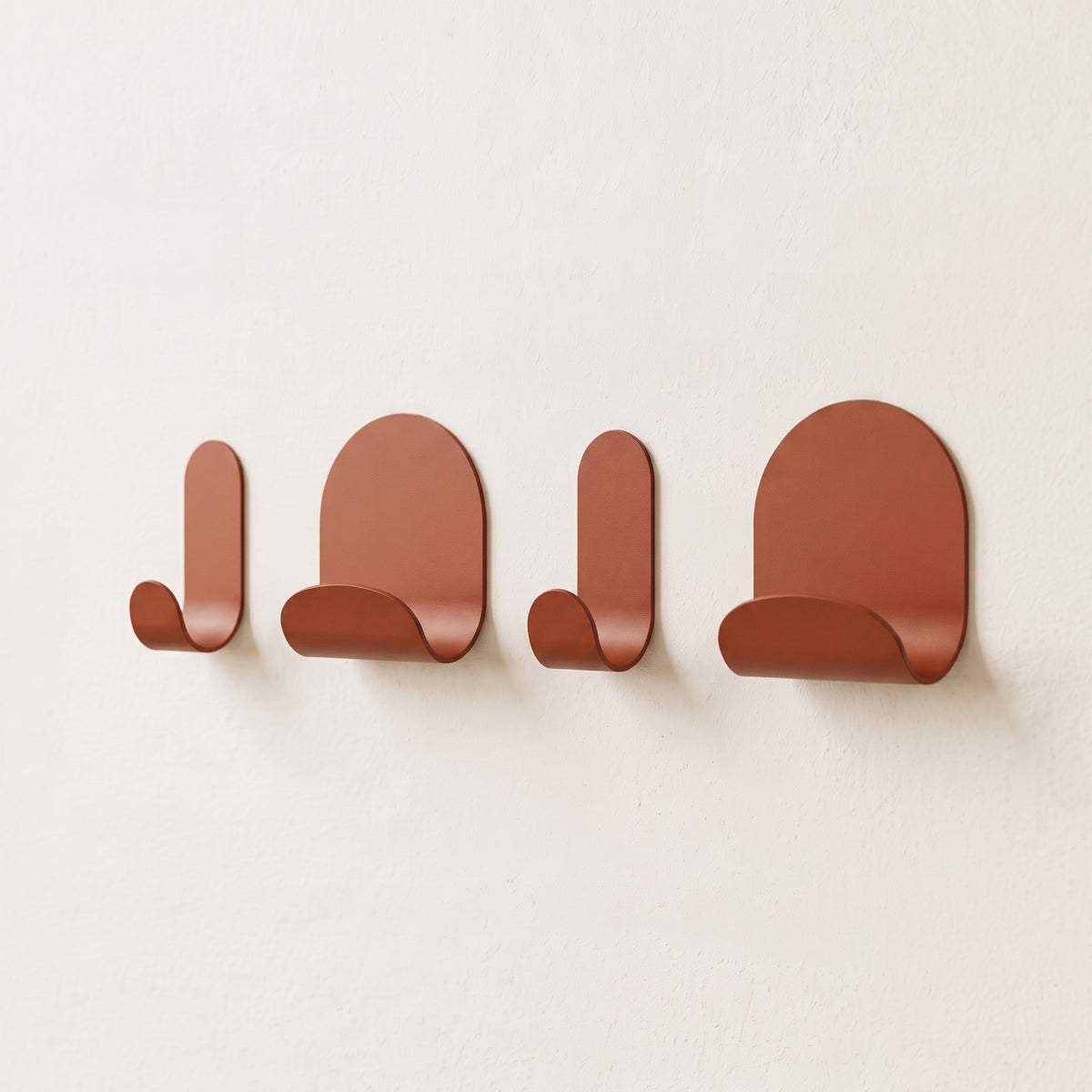 2 Malins + 2 Malins Larges - Lot De 4 Patères Murales - Acier - Terracotta Mat