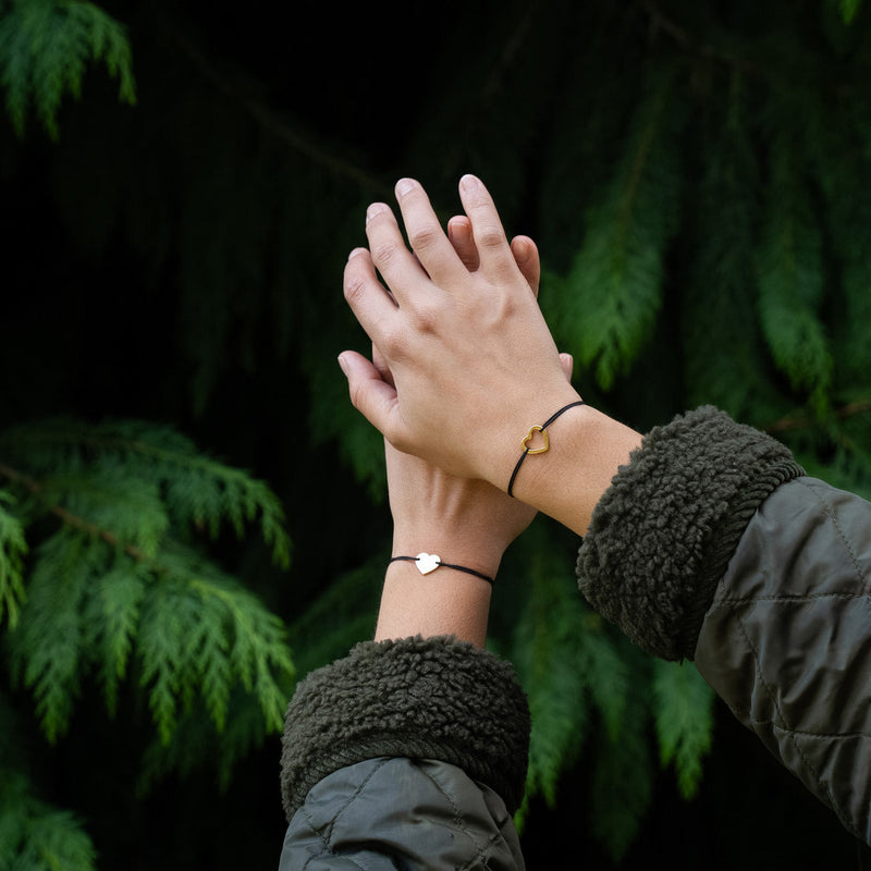 Bracelet Pack Coeur X Coeur Plein Noir Plaqué Or - Noir