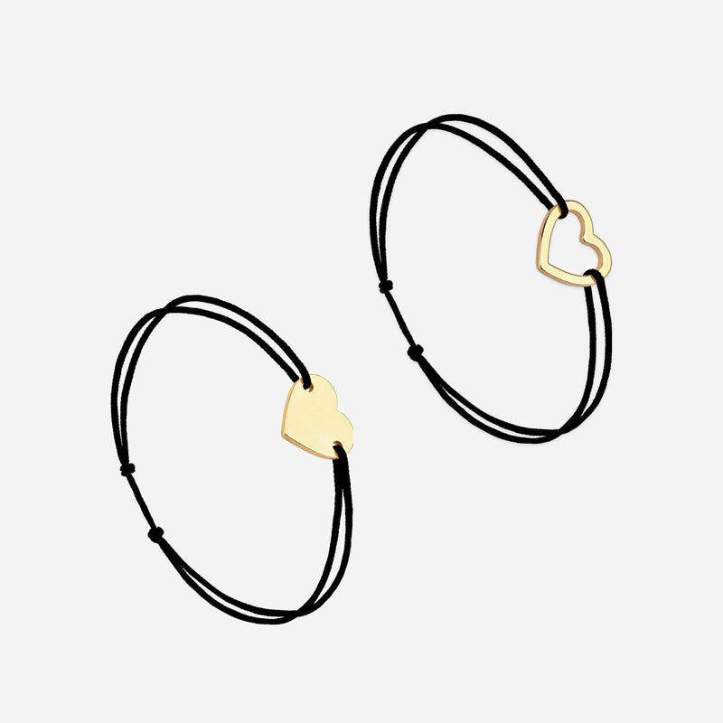 Bracelet Pack Coeur X Coeur Plein Noir Plaqué Or - Noir