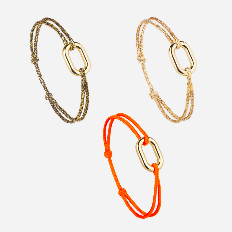 Bracelet Pack Manille X Filin X Amalfi - Or Noir, Or Et Orange Fluo