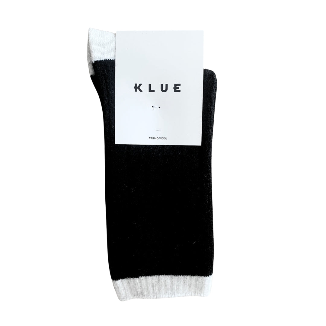 Calcetines de lana merina con franjas - Negro y blanco