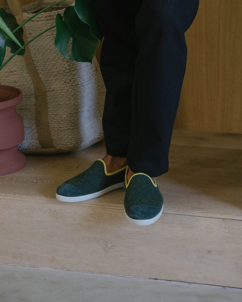 Chausson Bruson - Laine Vert Jaune - Homme