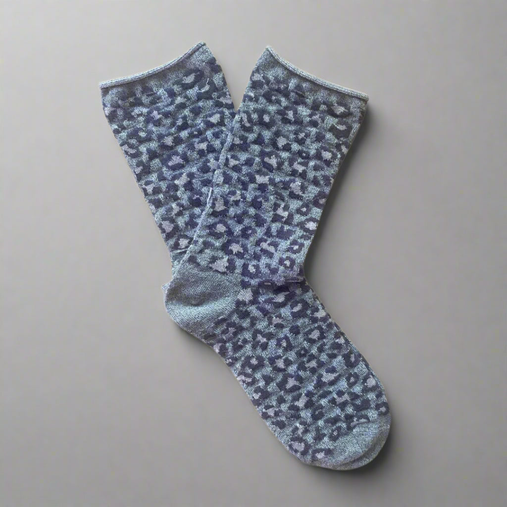Calzini in lurex con paillettes - Grigio leopardato