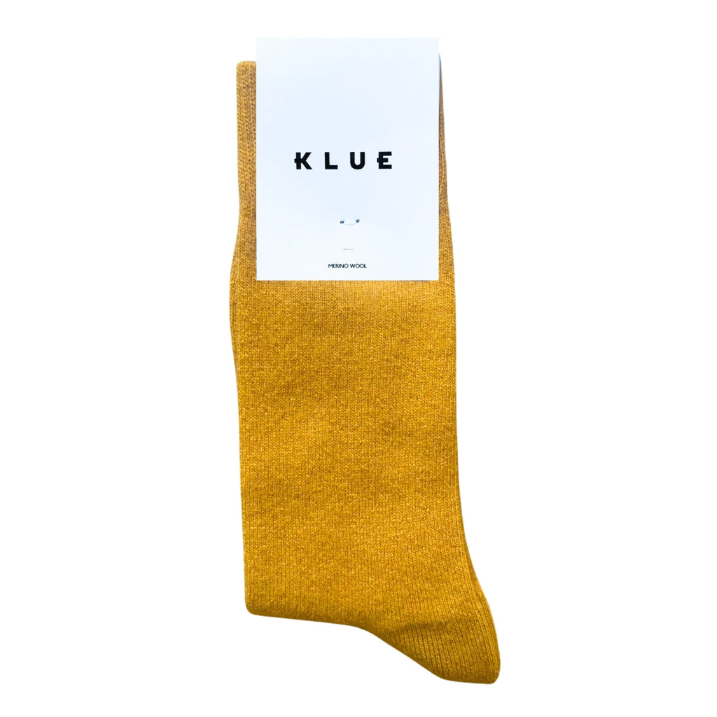 Chaussettes En Laine Mérinos Unies - Moutarde