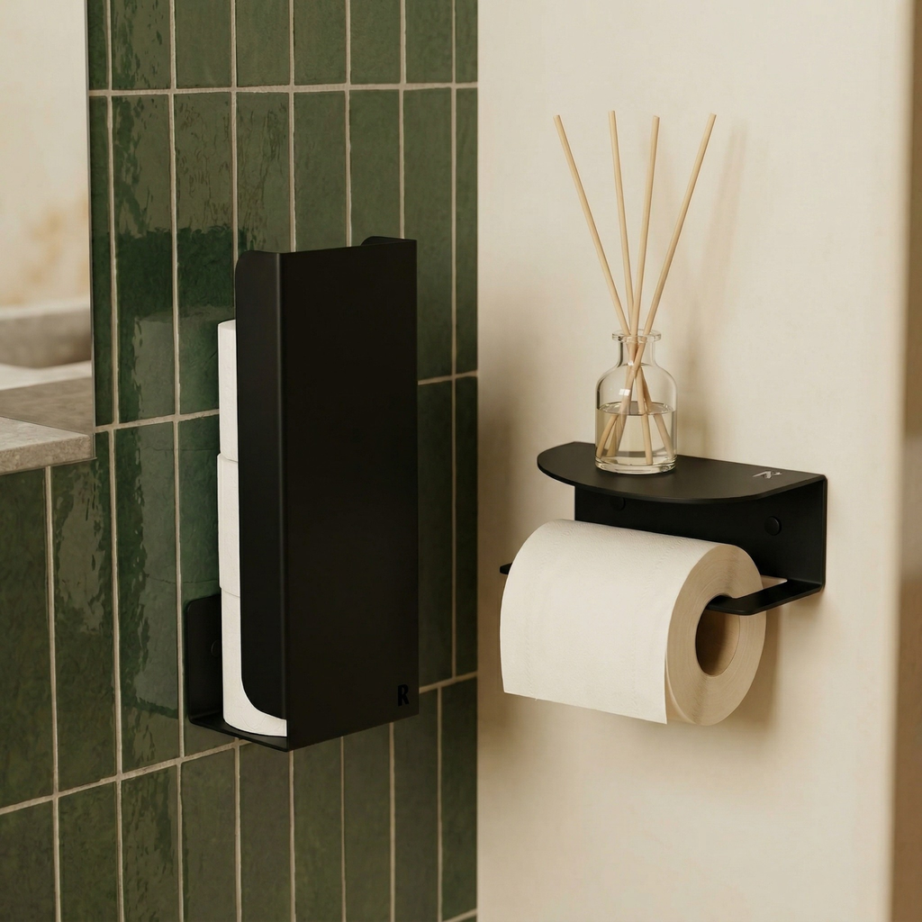 Pack WC - 1 Essentiel + 1 Cache Rouleaux - Noir Mat