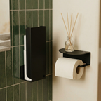 Pack WC - 1 Essentiel + 1 Cache Rouleaux - Noir Mat