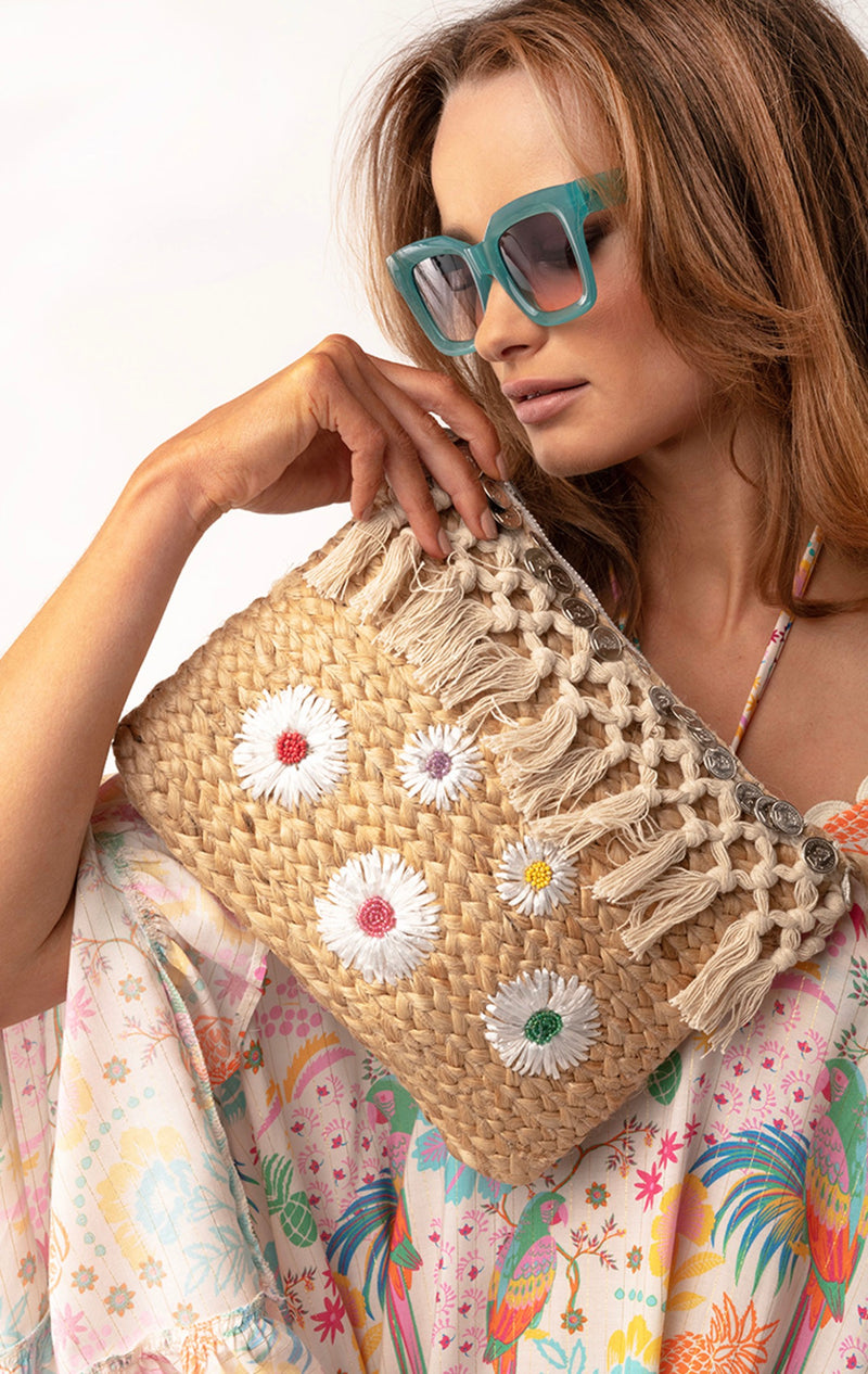 Paglia Natural Clutch Bag