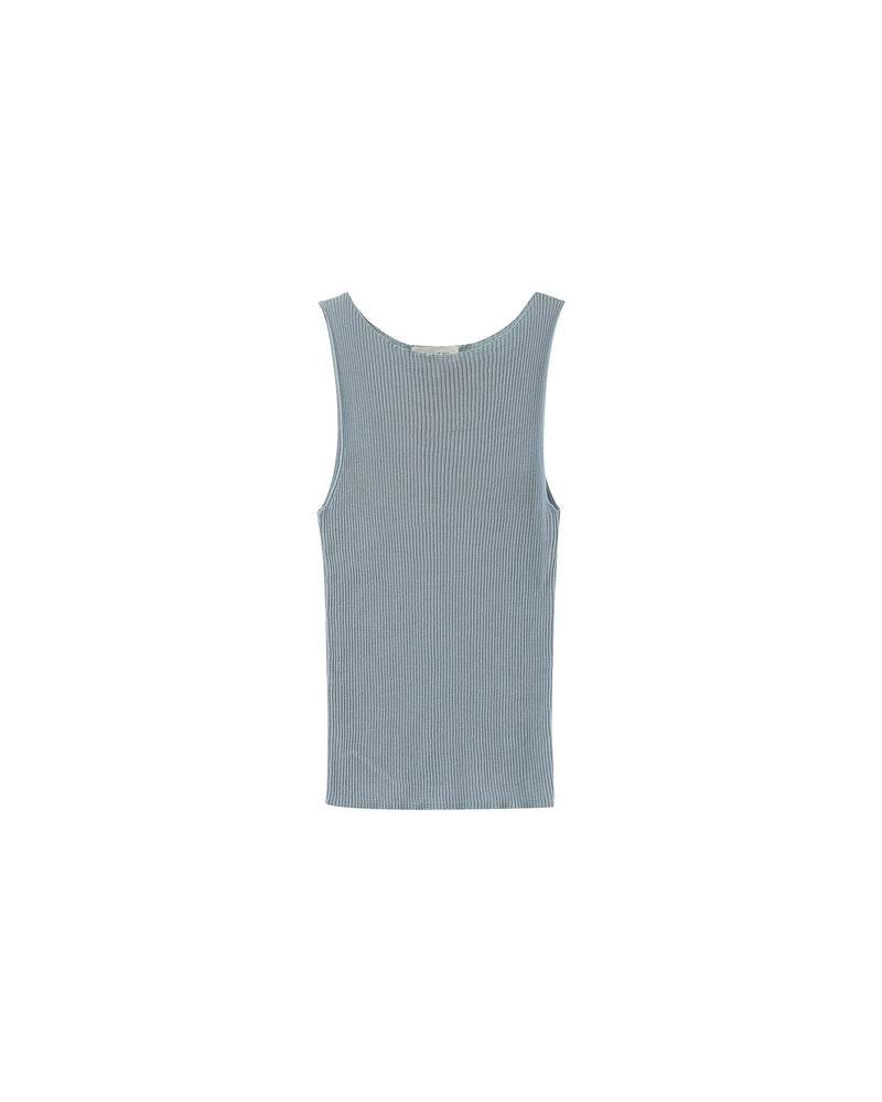 Camiseta sin mangas gris ajustada con cuello barco de Pagnol