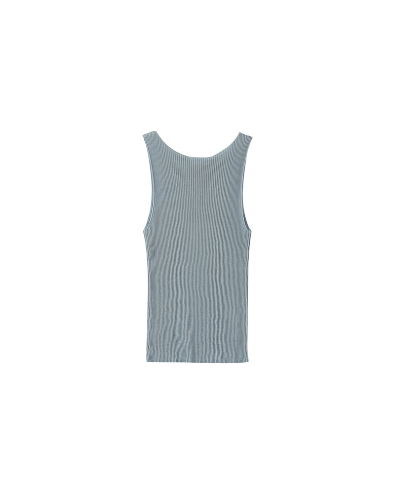 Camiseta sin mangas gris ajustada con cuello barco de Pagnol