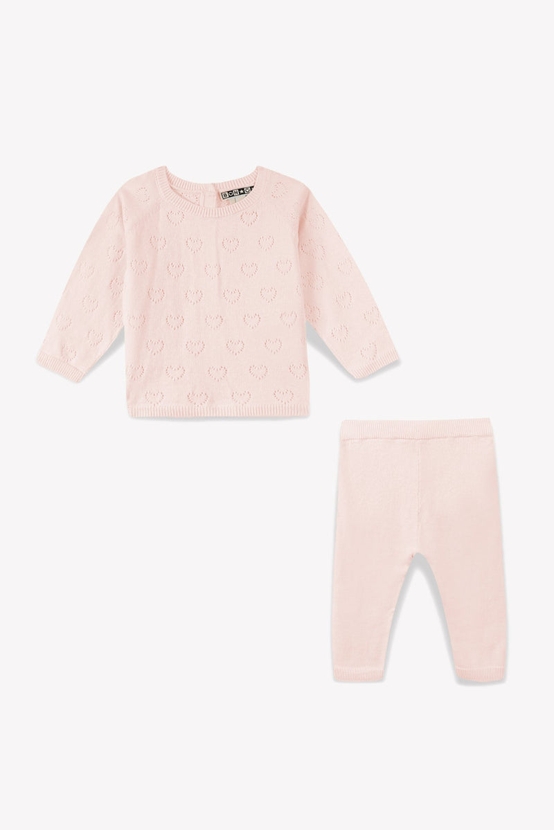 Ensemble - Naissance Rose Bébé Cœur Ajouré