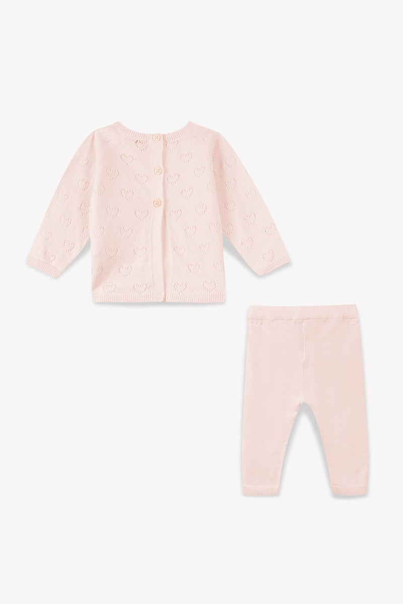 Ensemble - Naissance Rose Bébé Cœur Ajouré