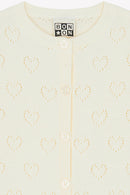 Cardigan - Naissance Beige Cœurs Ajouré