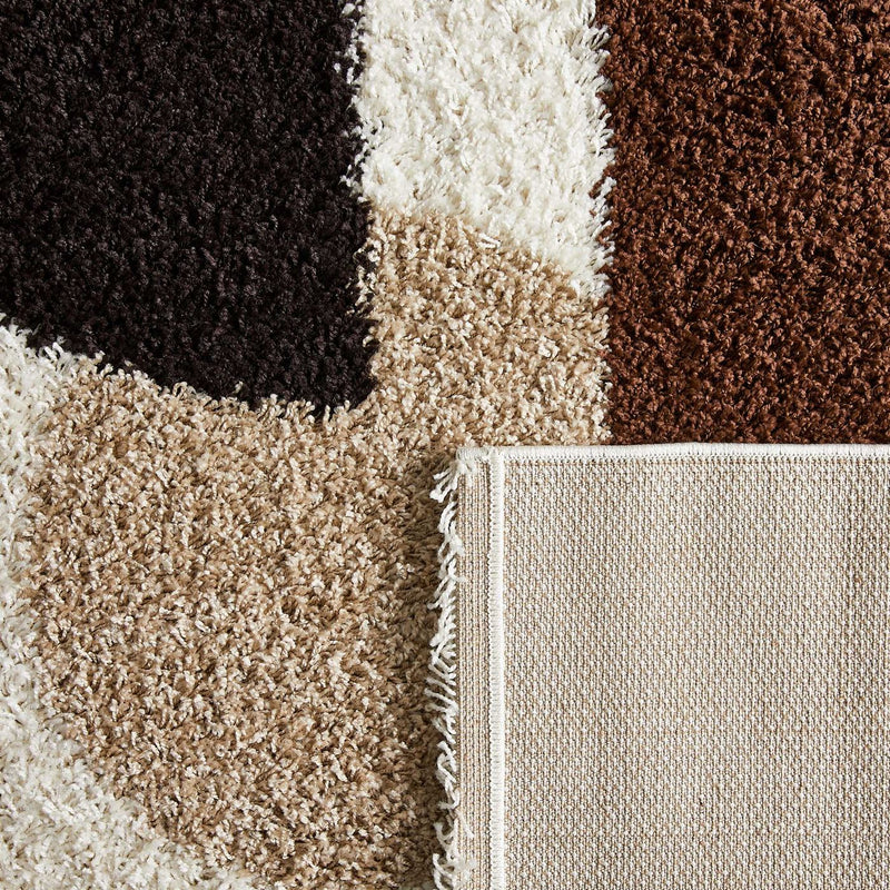 Tapis Shaggy Palerme 1064 - Motif Géométrique - Marron - Intérieur