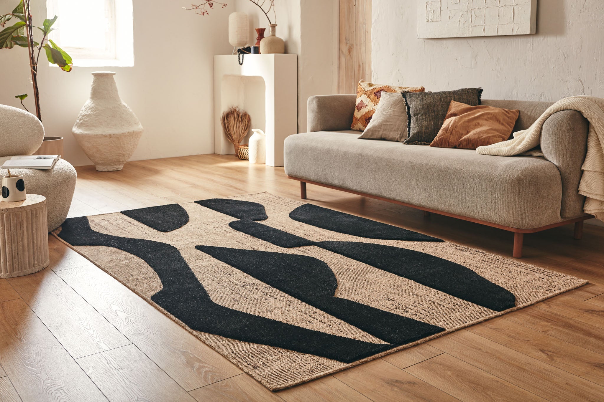 Alfombra natural con relieve negro: PAL9489NOI PALMA