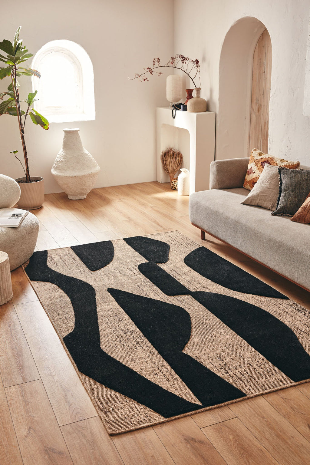 Alfombra natural con relieve negro: PAL9489NOI PALMA