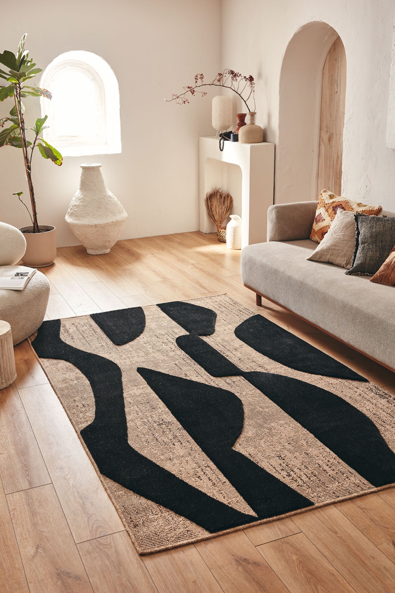 Alfombra natural con relieve negro: PAL9489NOI PALMA