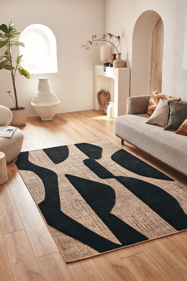 Alfombra natural con relieve negro: PAL9489NOI PALMA
